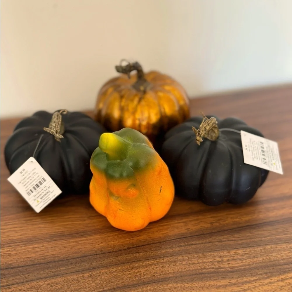 Hobby Lobby Black& Gold Pumpkins and Nanu Orange Pumpkin Decor Set